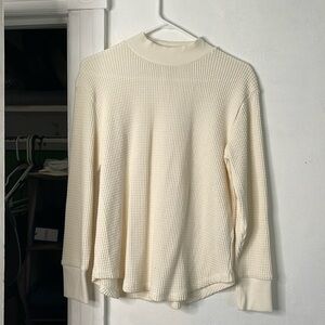 Madewell Waffle Knit Cream White Long Sleeve Sweater